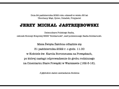 Pogrzeb śp JERZEGO MICHAŁA JASTRZĘBOWSKIEGO