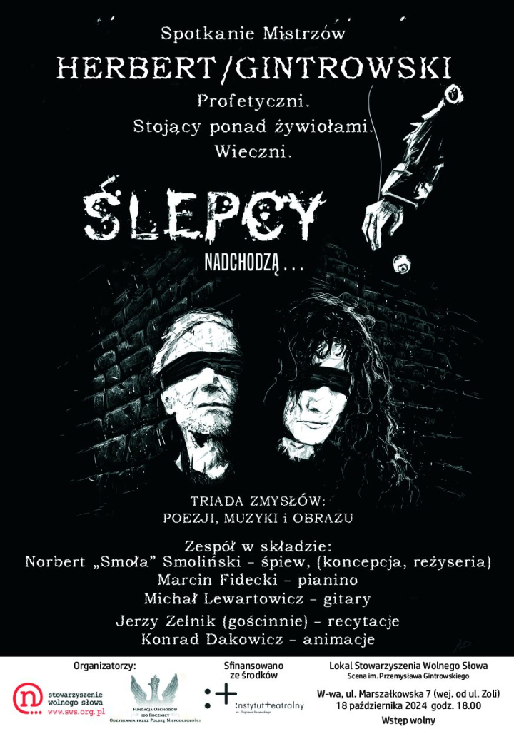 Piątek 18 października o 18.00 – zapraszamy na koncert „Ślepcy”, Marszałkowska zero siedem