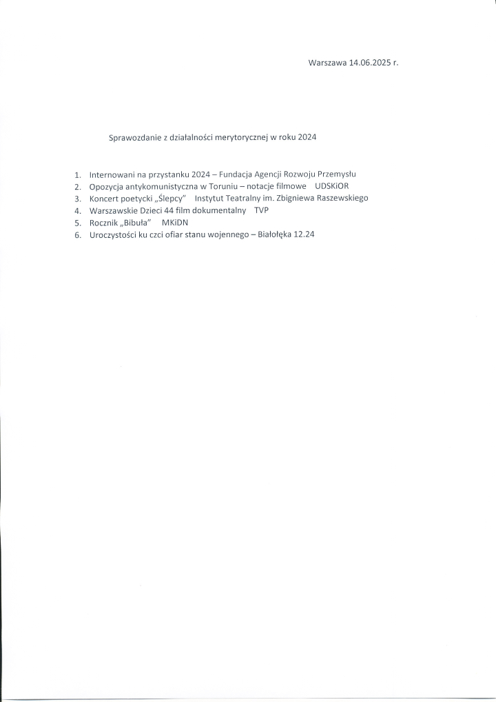Sprawozdanie merytoryczne